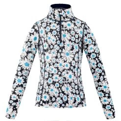 Sous-pull à Fermeture éclair 1/4 Poivre Blanc Daisy Blue